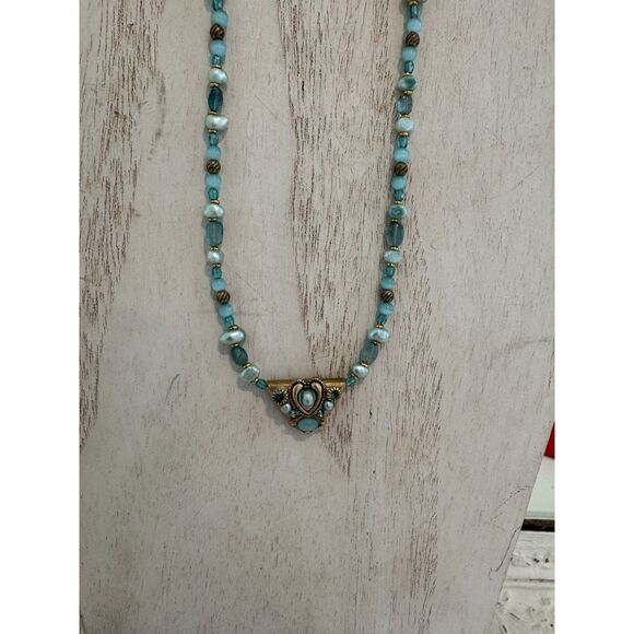 Michael Golan Vintage Aqua Sterling Necklace PRETTY!!! - Picture 3 of 3
